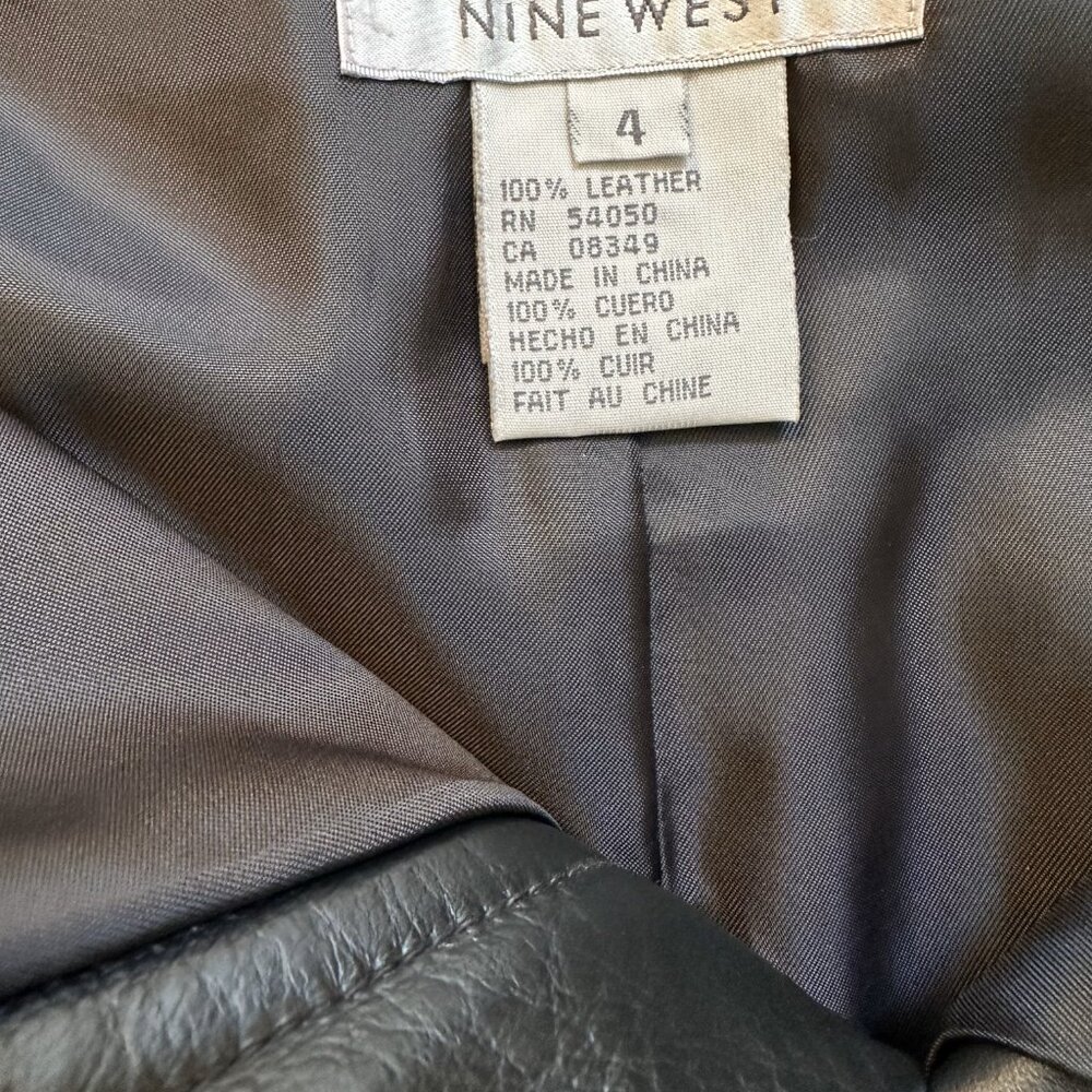 NINE WEST | Vintage Black 100% Genuine Leather Pants Sz 4 - Picture 5 of 5